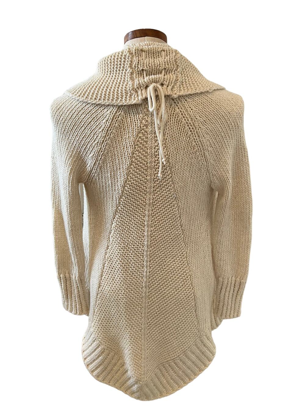 Anthropologie Angels of the North Long cream chunky knit cardigan sweater